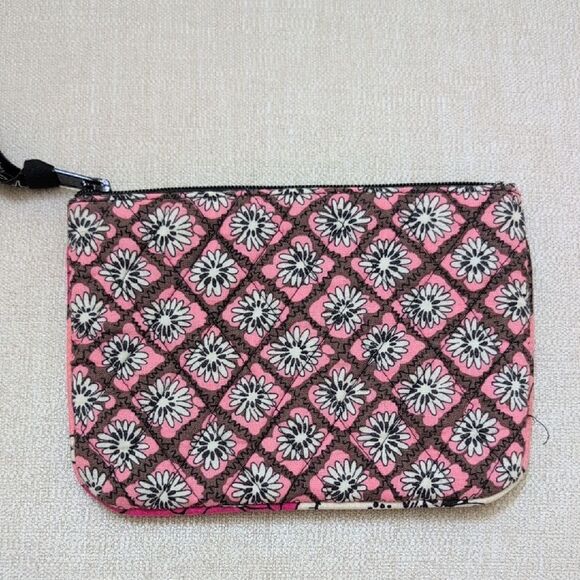 Vera Bradley Small Zipper Pouch Mocha Rouge Pattern Travel Case Bag - Picture 3 of 7